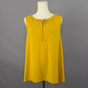 Banana Republic Mustard Sleeveless Blouse with Gathered Neckline